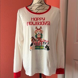 PAJAMARAMA Festive Holiday Dog Pajama Top - White and Red